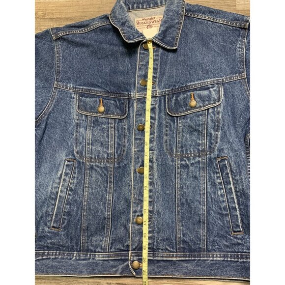 Vintage Wrangler Rugged Wear Denim Jacket Mens Large Button-Up Blue Jean Collar - Picture 8 of 13